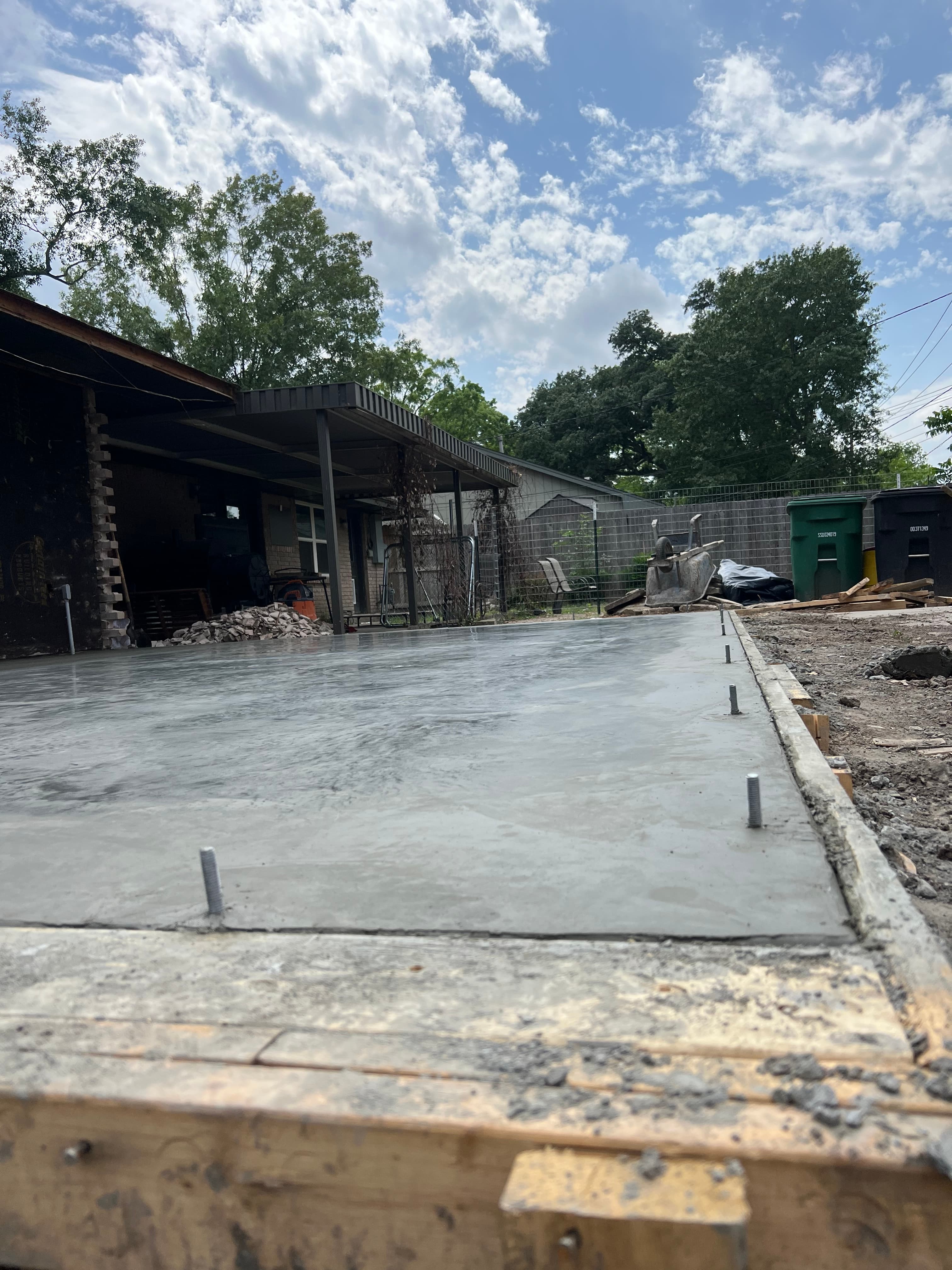 Freshly poured concrete slab at a Houston-area residence