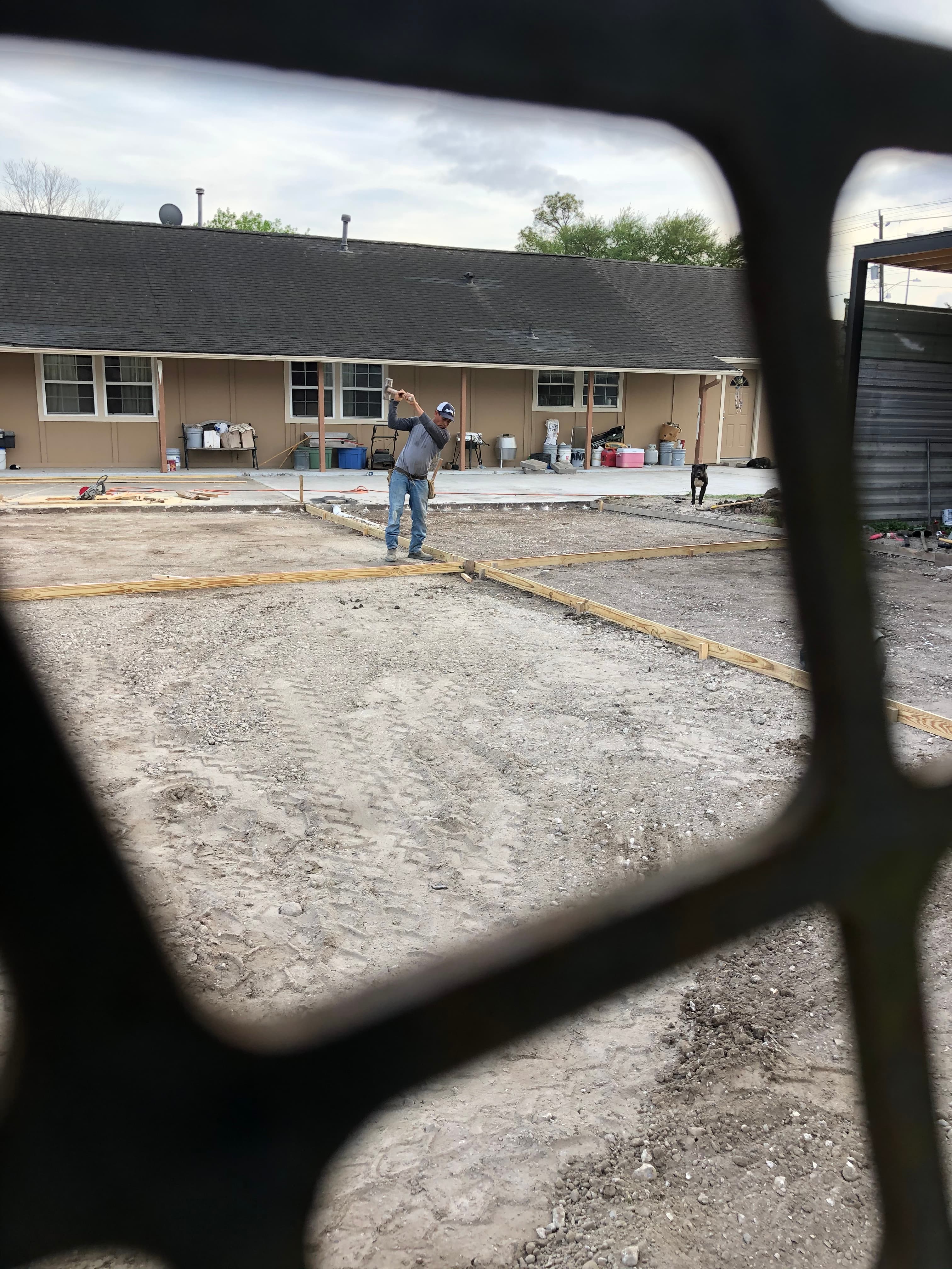 Setting forms for a new residential driveway pour
