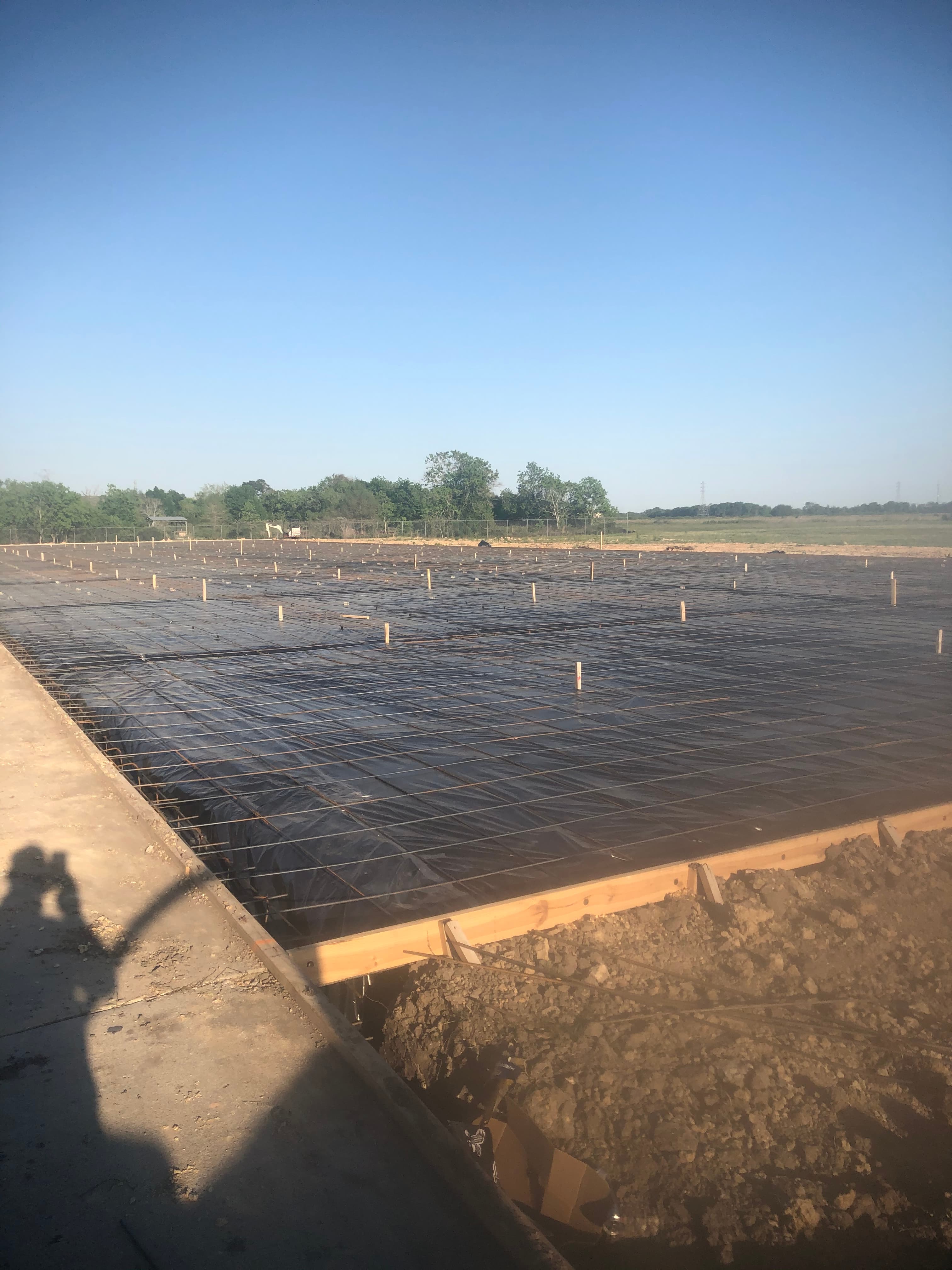 Large formed concrete slab ready for pour