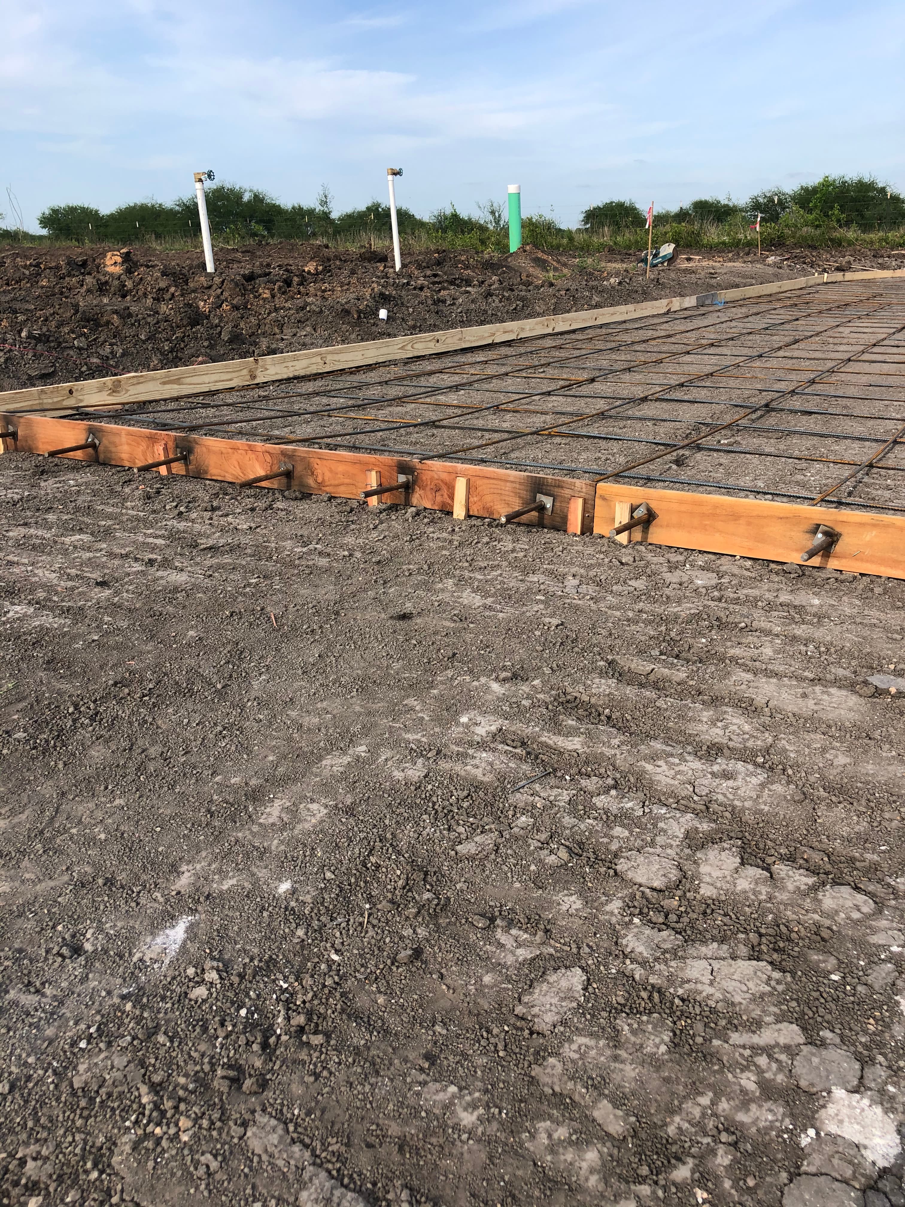 Rebar grid tied and ready for a concrete foundation pour